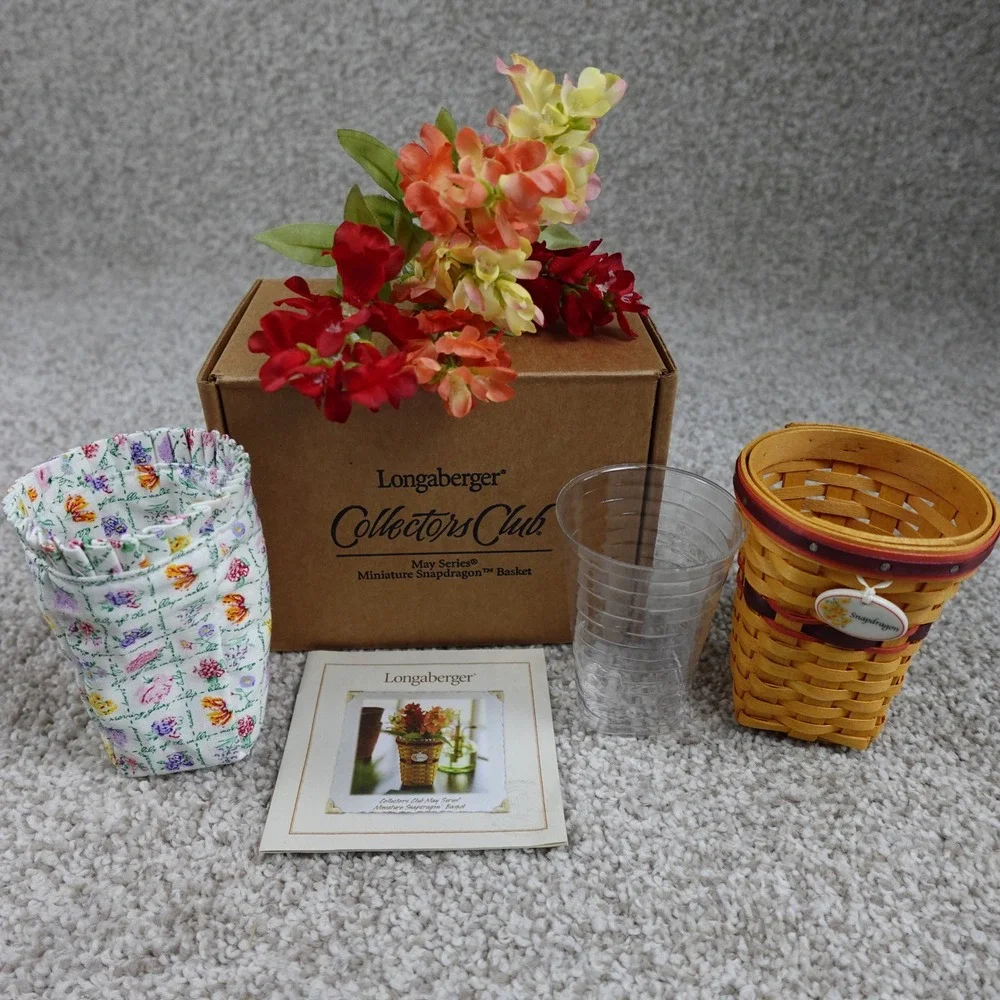 Longaberger 2007 Collectors Club May Series Mini Snapdragon Basket Set Boxed